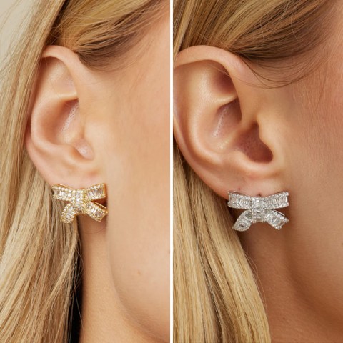Bow tie-shaped Moissanite stud Earrings