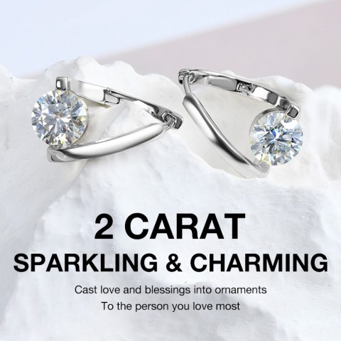 Moissanite 2 Carat Heart Earrings