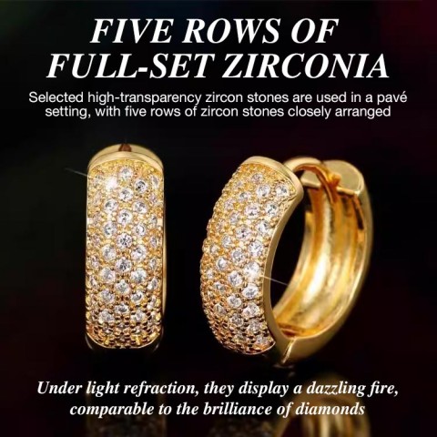 Five-row Diamond-encrusted Hoop Earrings