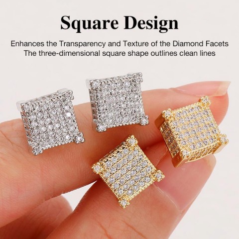 Square cubic Moissanite stud Earrings