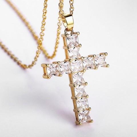 Zircon Cross pendant Necklace