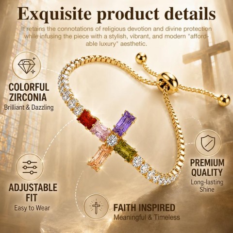 Cross Zirconia Adjustable Bracelet 