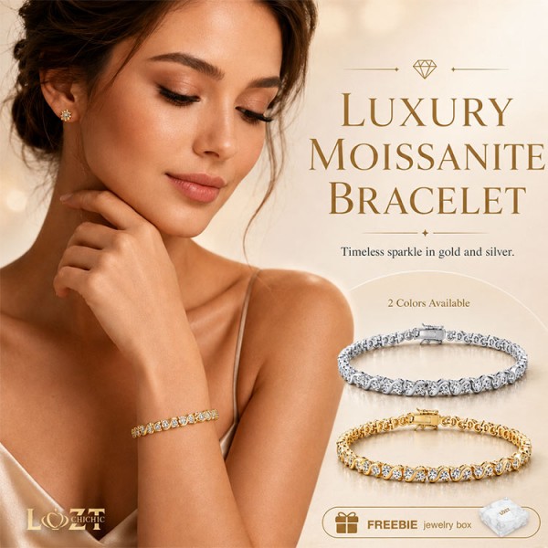 Moissanite Wave-Pattern Tennis Bracelet