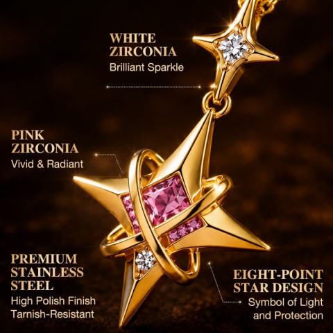 Eight-pointed Star Cross Stainless Steel Necklace 