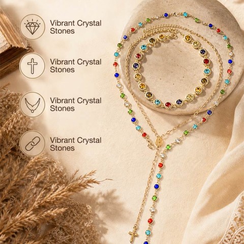 Bohemian Crystal Cross Necklace Set