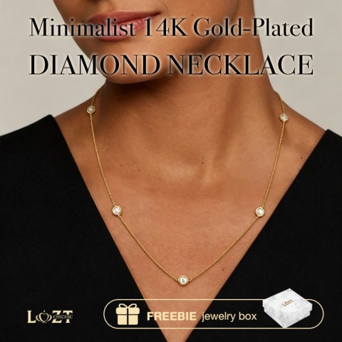 Minimalist 14K Gold-Plated Diamond Necklace