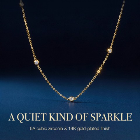 Minimalist 14K Gold-Plated Diamond Necklace