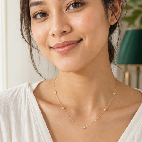 Minimalist 14K Gold-Plated Diamond Necklace