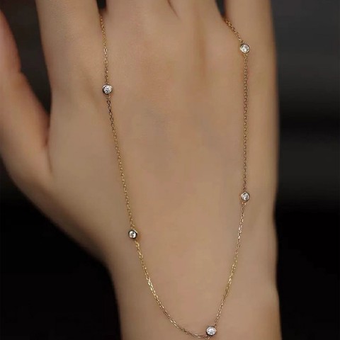 Minimalist 14K Gold-Plated Diamond Necklace