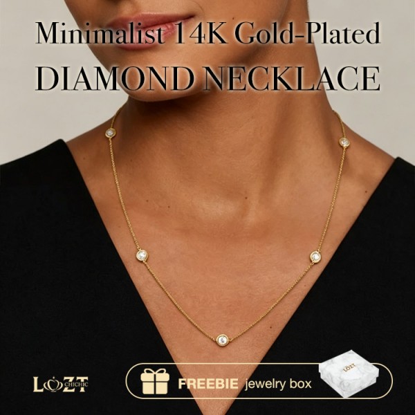Minimalist 14K Gold-Plated Diamond Necklace