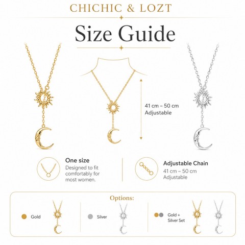 Charming Cute Sun and Moon Necklace