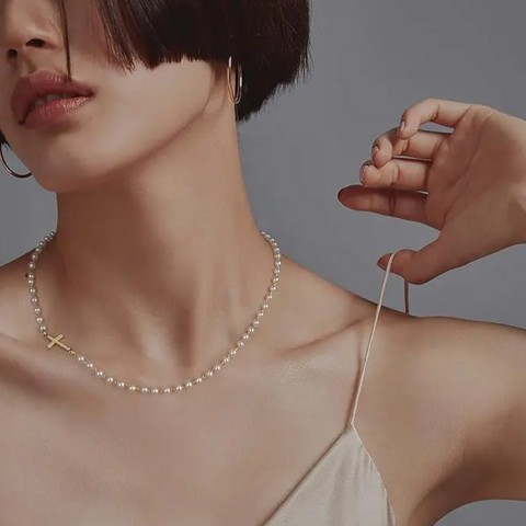 18K Simple Cross adjustable Necklace