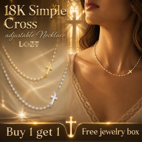 18K Simple Cross adjustable Necklace