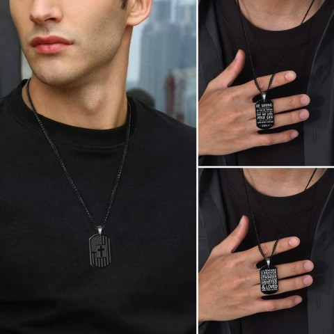 Titanium steel Inspirational Cross  Necklace