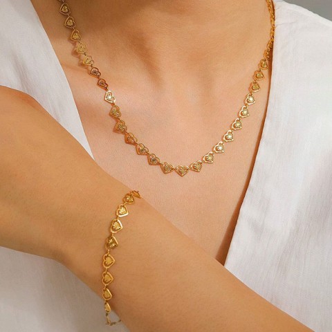 Heart-shaped Lace Titanium Steel Necklace Set