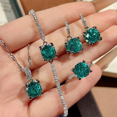 Paraíba Gemstone Jewelry Four-pieces Set