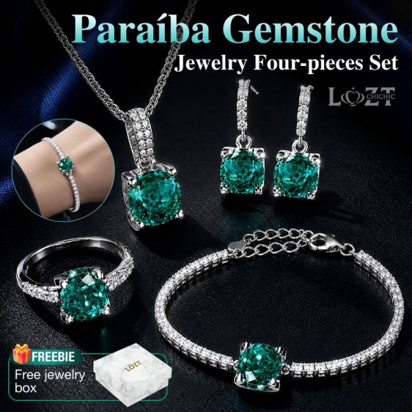 Paraíba Gemstone Jewelry Four-pieces Set
