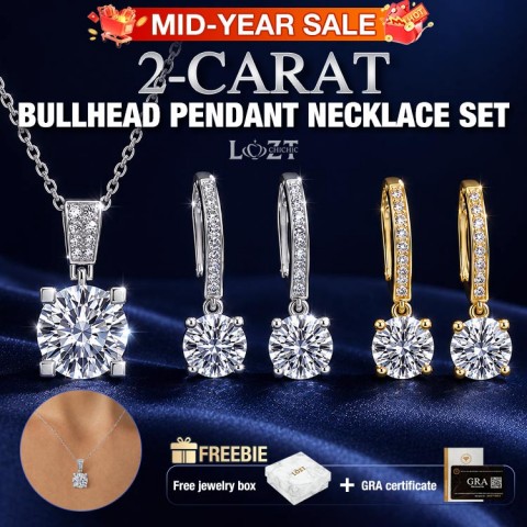 2-Carat Bullhead Pendant Necklace Set
