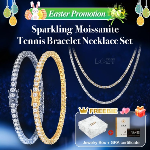 Sparkling moissanite Tennis Bracelet Necklace Set