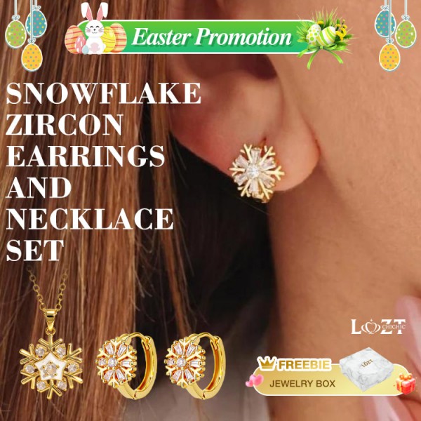 Snowflake Zircon Earrings and Necklace Set