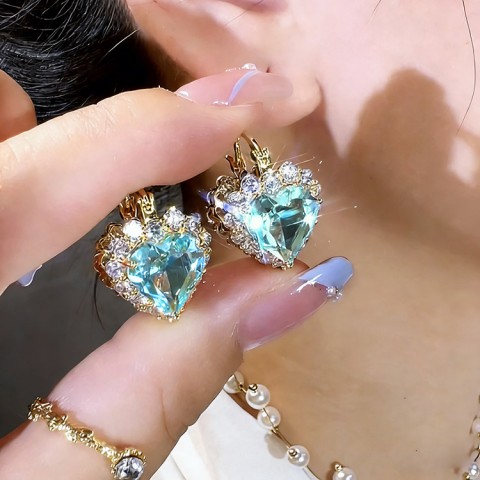 Double-Sided Heart Zircon Hoop Earrings