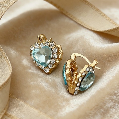 Double-Sided Heart Zircon Hoop Earrings