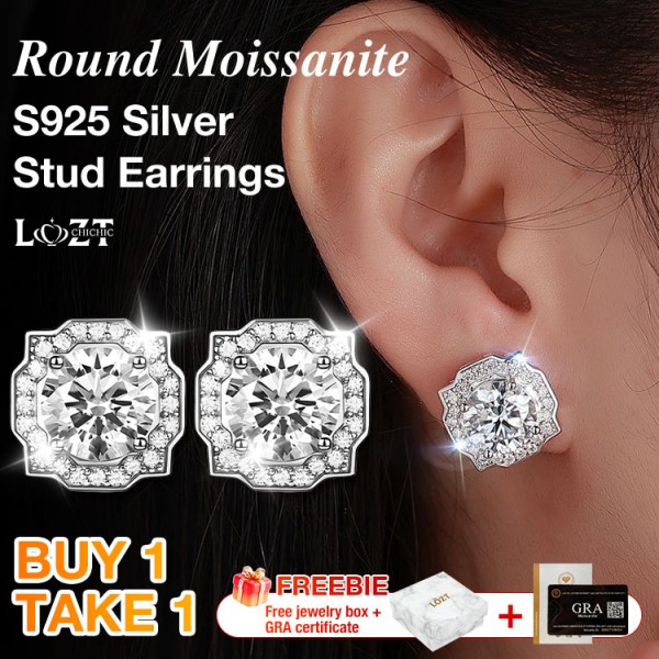 Round Moissanite S925 Silver Stud Earrings