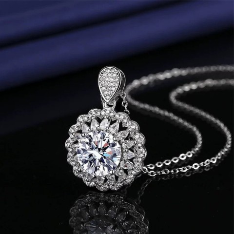 5-Carat  Sunflower Moissanite  Necklace