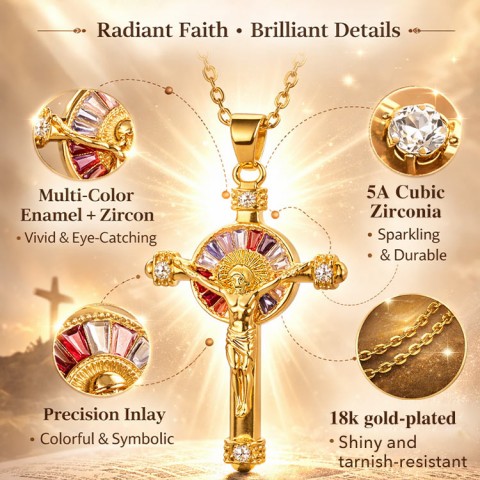 Zircon Jesus Cross Necklace