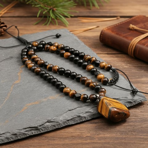 Obsidian Tiger Eye Necklace