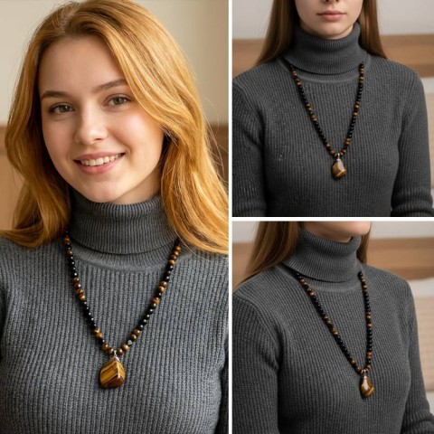 Obsidian Tiger Eye Necklace