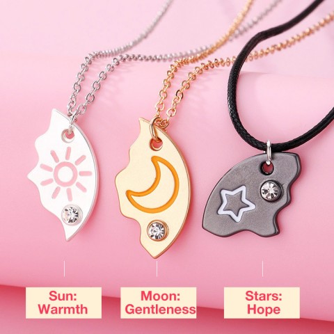 Sun Moon & Star Magnetic Necklace Set