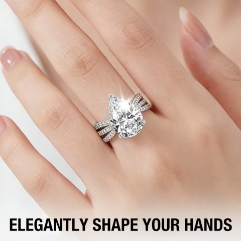 Teardrop-shaped Adjustable Moissanite Ring