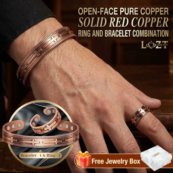 Pure Copper solid red copper ring and bracelet SET