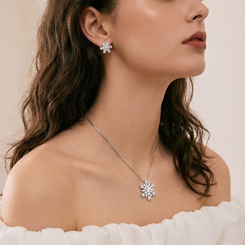 Snowflake Diamond Necklace and Earring Set