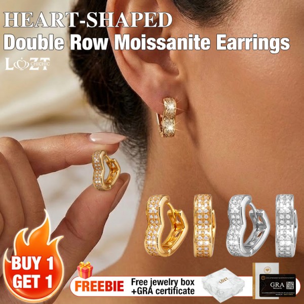 Heart-Shaped Double Row Earrings