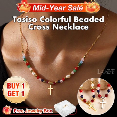 Tasiso Colorful Beaded Cross Necklace