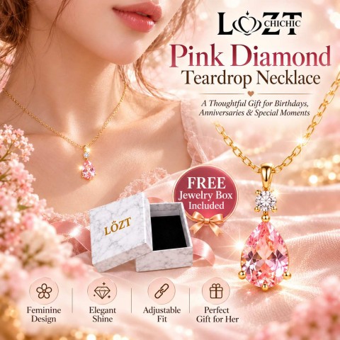 Pink Diamond Teardrop Necklace