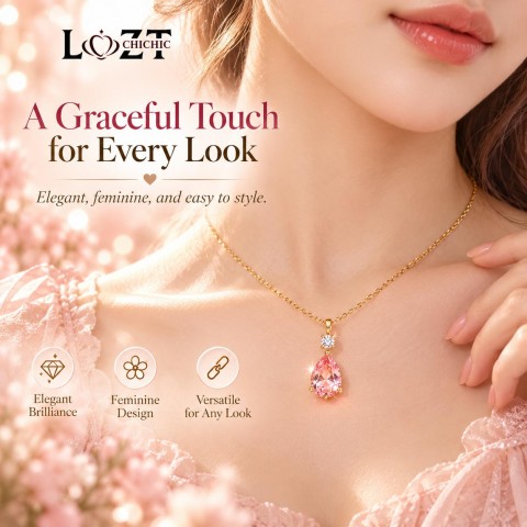 Pink Diamond Teardrop Necklace