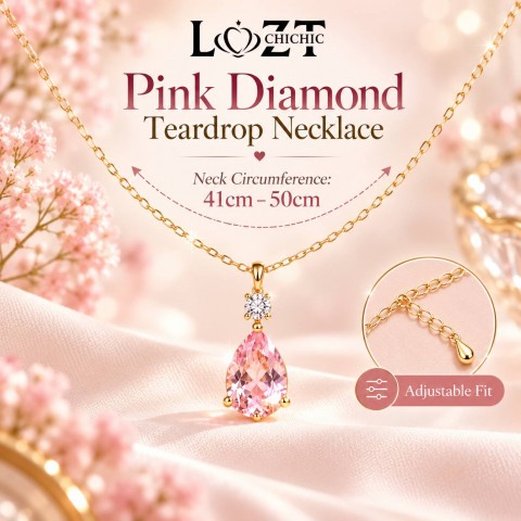 Pink Diamond Teardrop Necklace