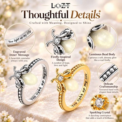 S925 Silver-Plated Firefly Ring