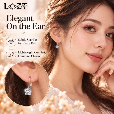 S925 Silver Classic Six-Prong Moissanite Huggie Earrings