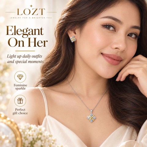 LOZT  Round x design Necklace and earrings