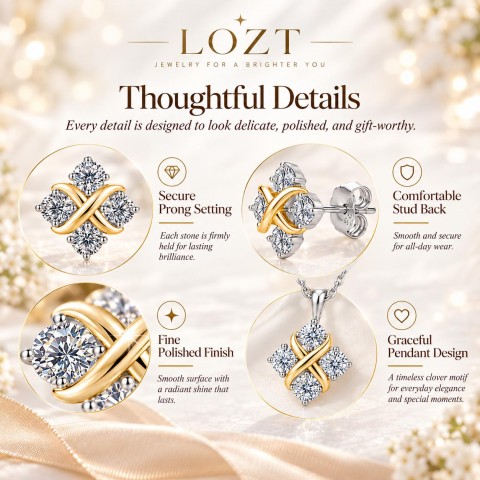 LOZT  Round x design Necklace and earrings