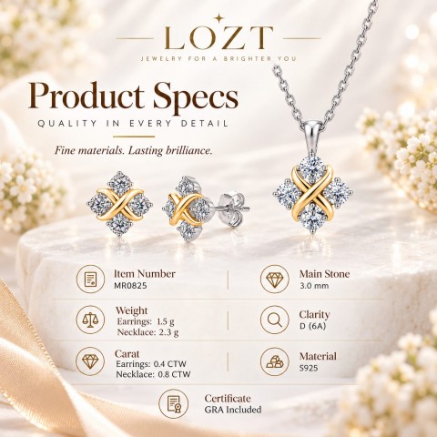 LOZT  Round x design Necklace and earrings