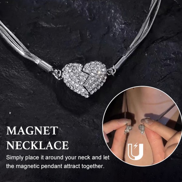Luxury Zircon Heart Magnet Necklace..