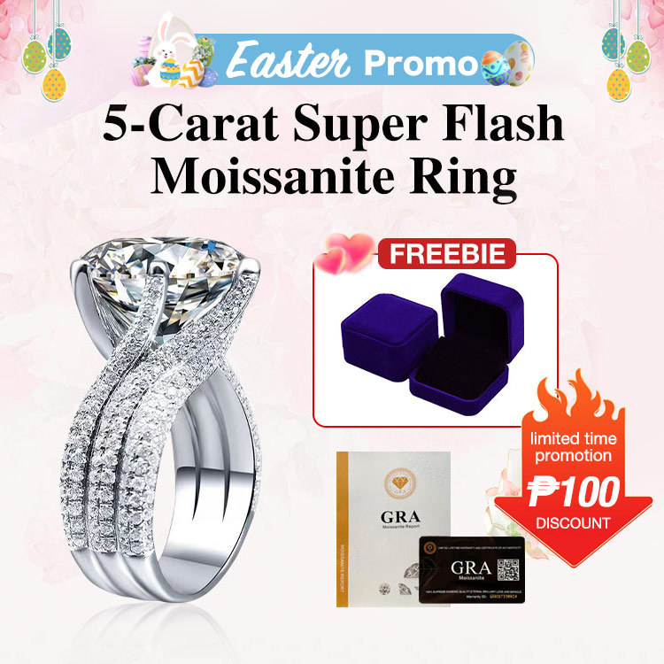 Christmas sale - 5-Carat Super Flash Moissanite Ring - Free gift box. GRA Certified. Adjustable size