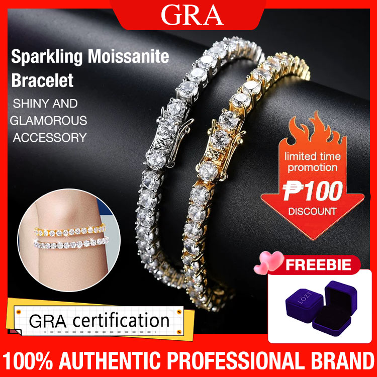 Christmas promotion - Sparkling 3MM Moissanite Tennis Bracelet with free jewelry box. Chain length 20cm. GRA Certified. Shipping from Manila