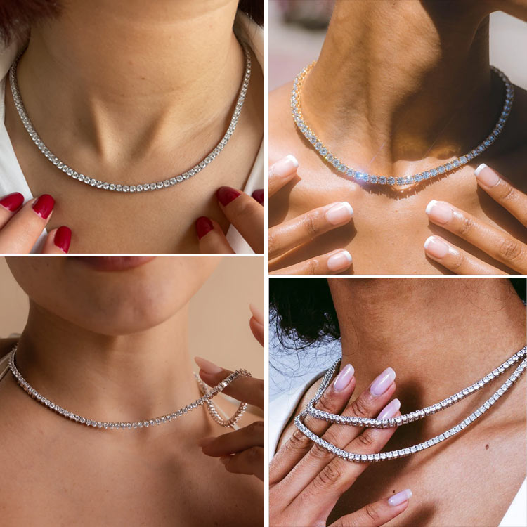 Christmas Promotion – 5mm Moissanite Tennis Necklace – GRA Certified Brilliance – Free Luxury Jewelry Box – Perfect Holiday Gift to Sparkle Your Season!