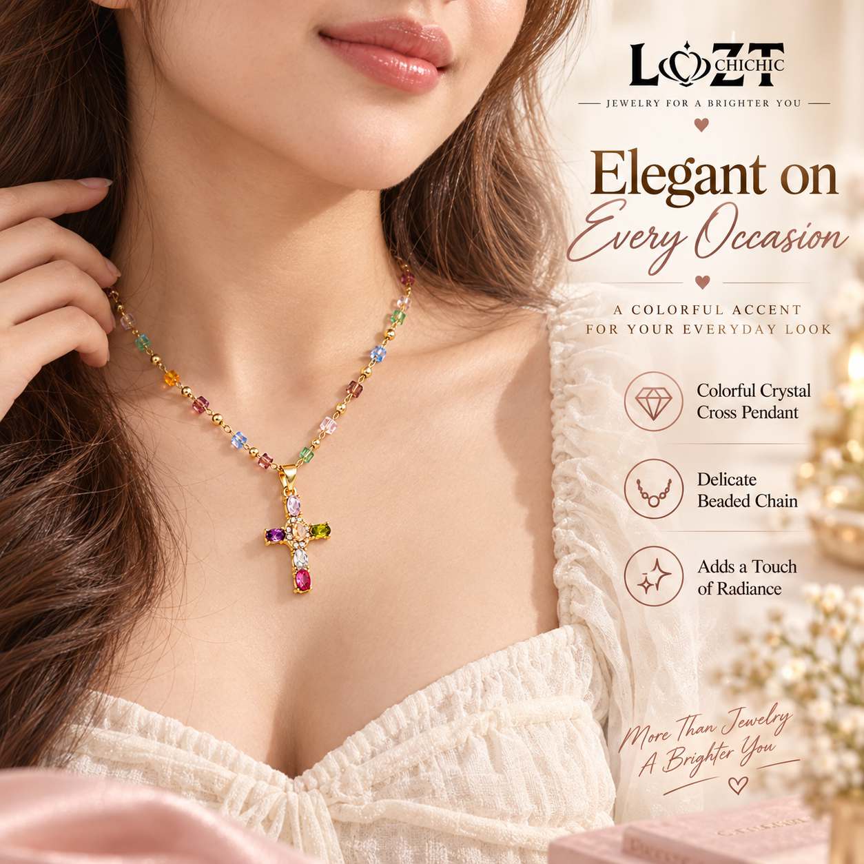 Payday Sale Buy One Get One to save 600P - Colorful zircon cross necklace - Comes with a Free Jewelry Box